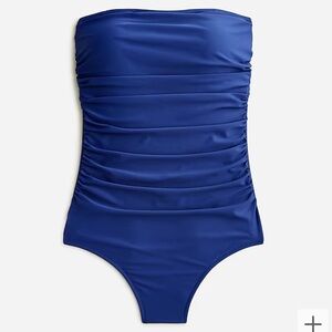 J Crew Ruched bandeau one-piece swimsuit harbor view blue size 6 NWT